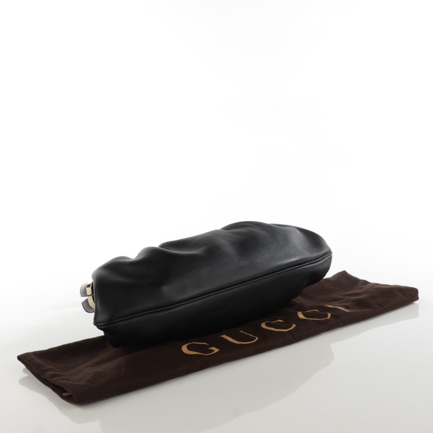 Calfskin Bamboo Frame Top Tassel Clutch Black
