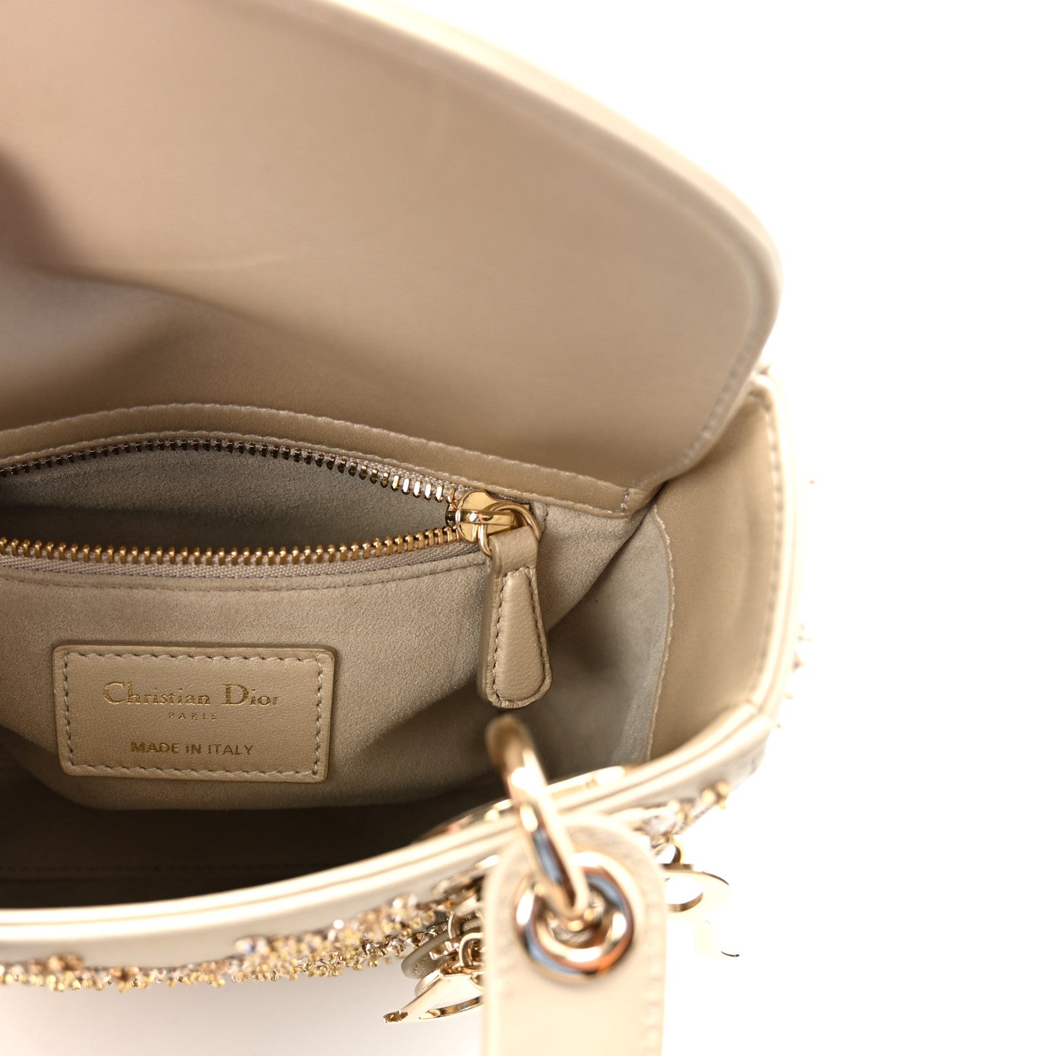 Christian Dior Metallic Lambskin Crystal Cannage Mini Lady Dior Platinum 6 of 10