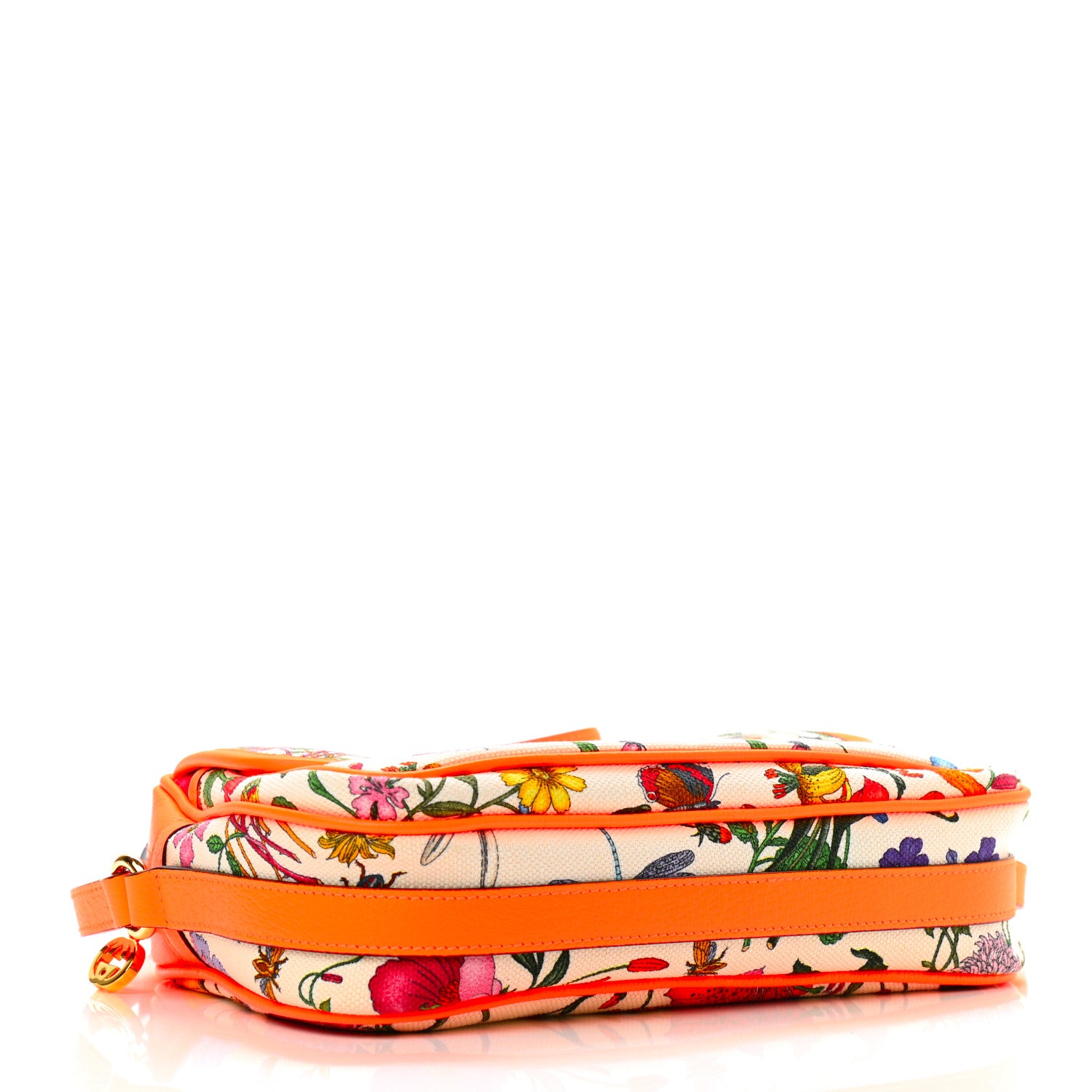 Gucci Canvas Flora Floral Shoulder Bag White Orange Fluo 3 of 9