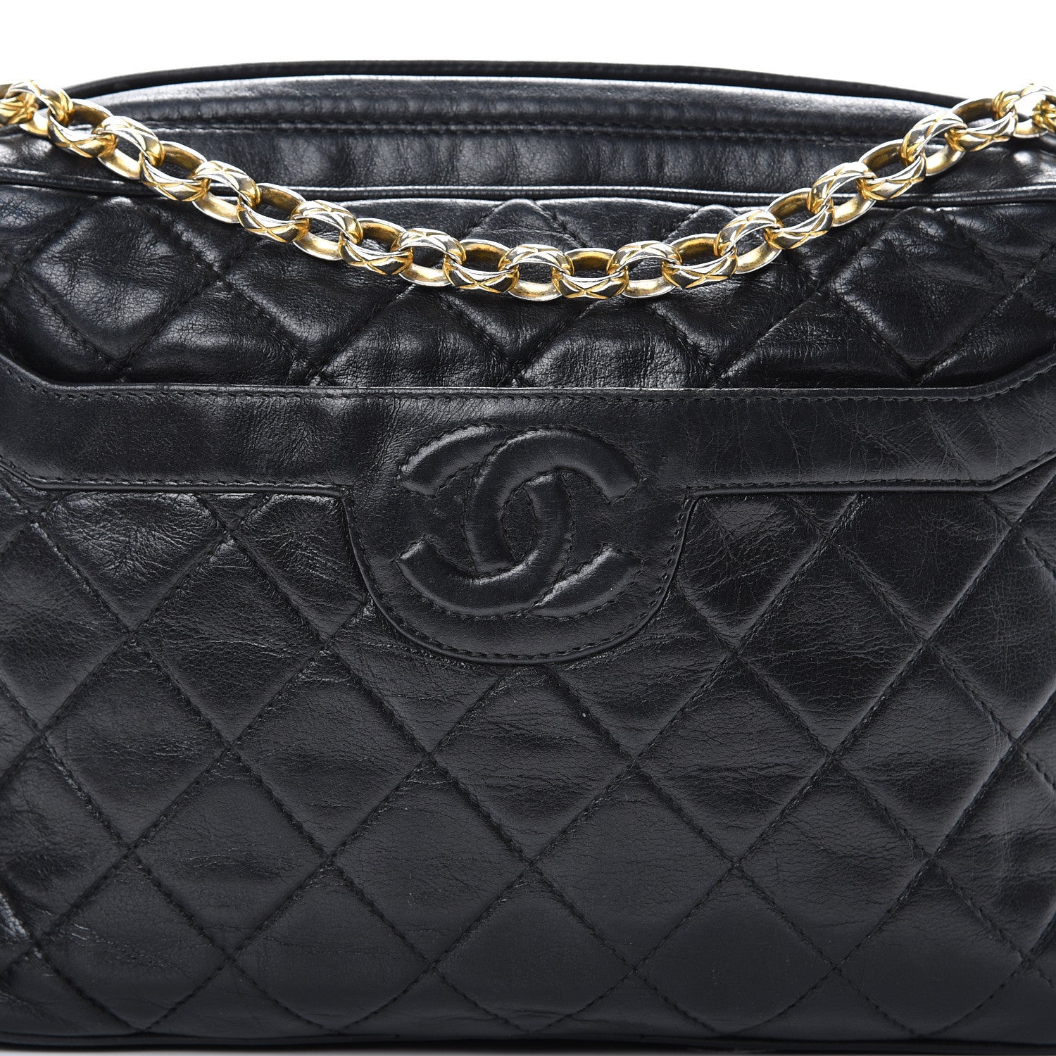 Chanel Lambskin Quilted CC Tassel Camera Case Black 7 of 11