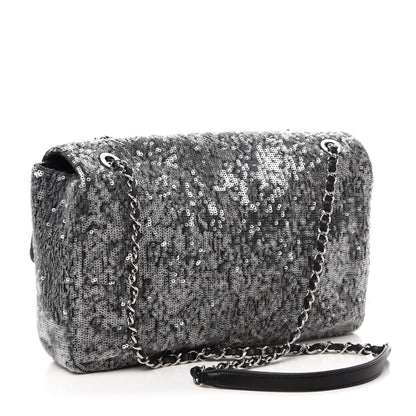 Chanel Sequin Jumbo Single Flap Silver 3 of 11