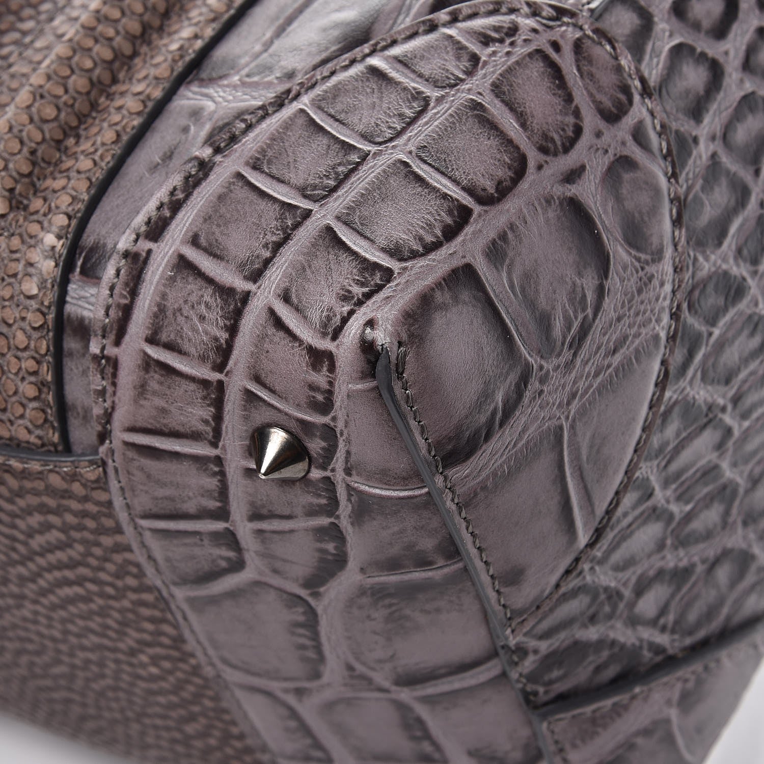 Givenchy Calfskin Crocodile Embossed Medium Lucrezia Tote Medium Grey 8 of 9