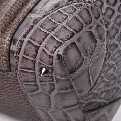 Givenchy Calfskin Crocodile Embossed Medium Lucrezia Tote Medium Grey 8 of 9