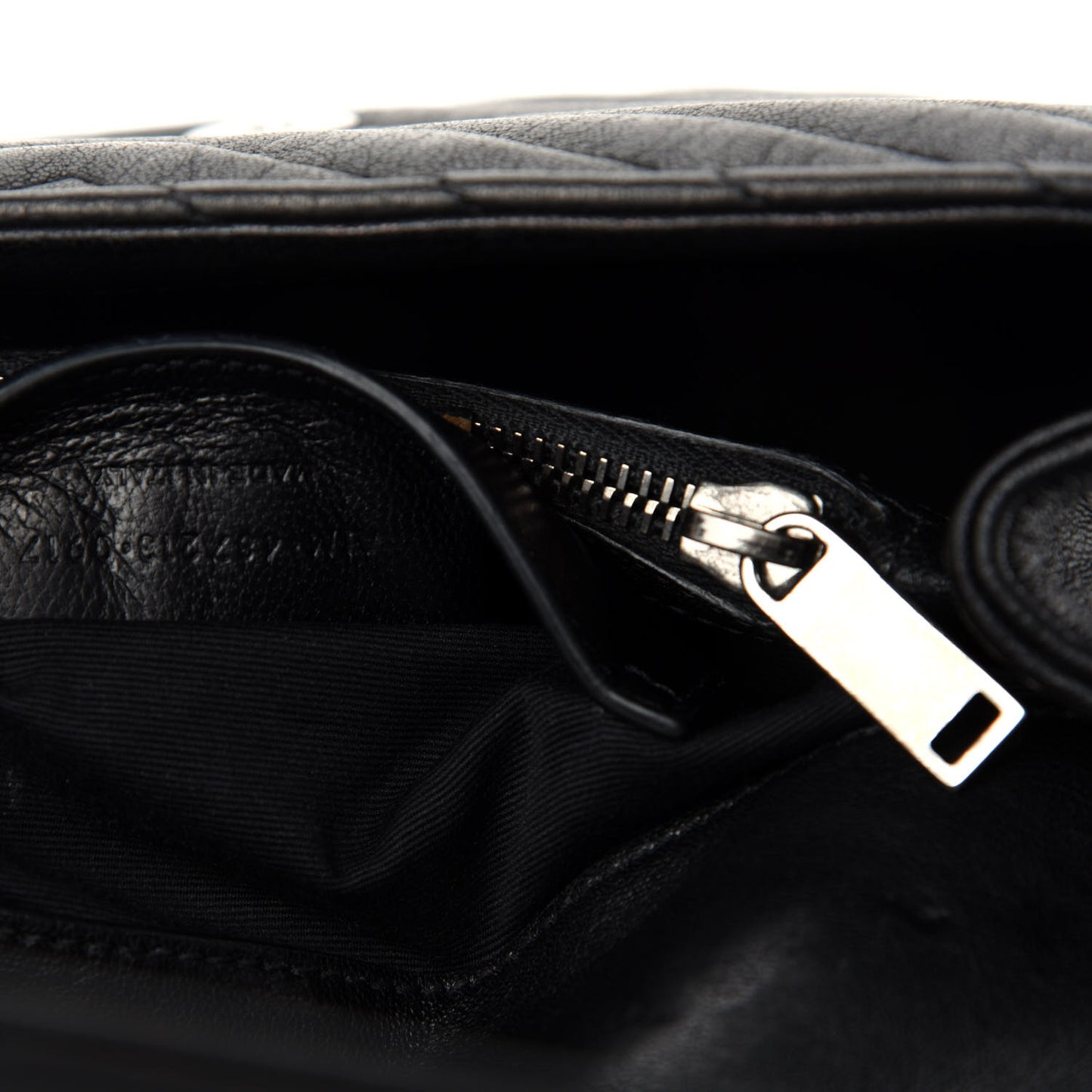 Sheepskin Matelasse Chevron Monogram Medium College Bag Black