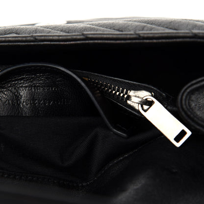 Saint Laurent Sheepskin Matelasse Chevron Monogram Medium College Bag Black 12 of 13