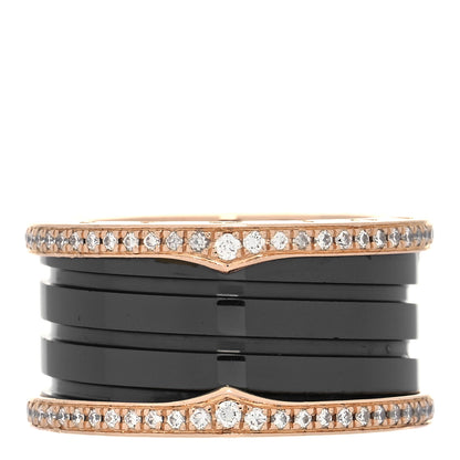 Bulgari 18K Rose Gold Black Ceramic Diamond B.Zero1 Four-Band Ring 55 7.25 3 of 6