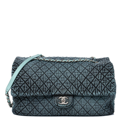 Chanel Denim Quilted Denimpression XXL Flap Blue Black 1 of 8