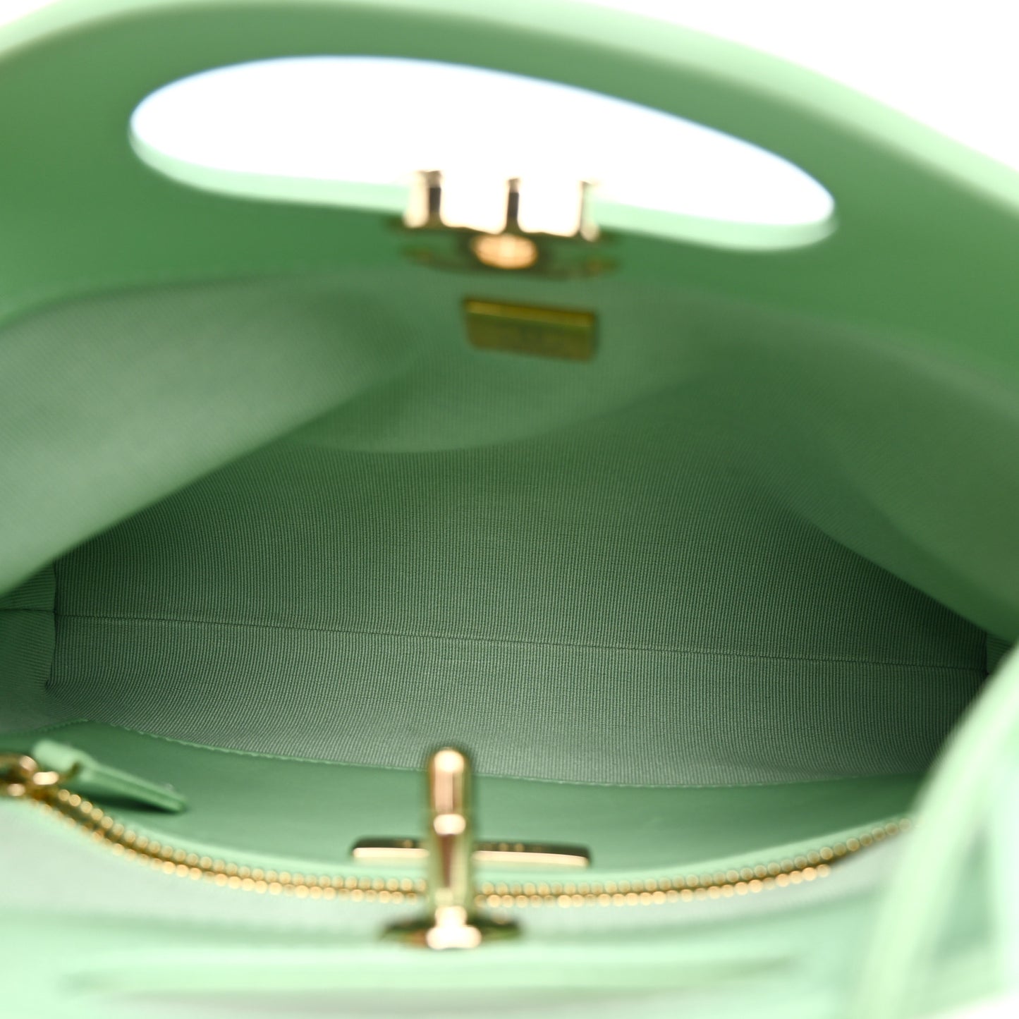 Shiny Lambskin Quilted Mini 31 Shopping Bag Light Green Light Green