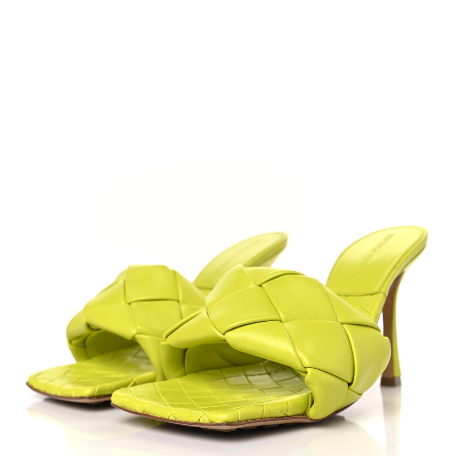 Bottega Veneta Nappa Maxi Intrecciato Lido 90mm Mule Sandals 38.5 Kiwi 3 of 10