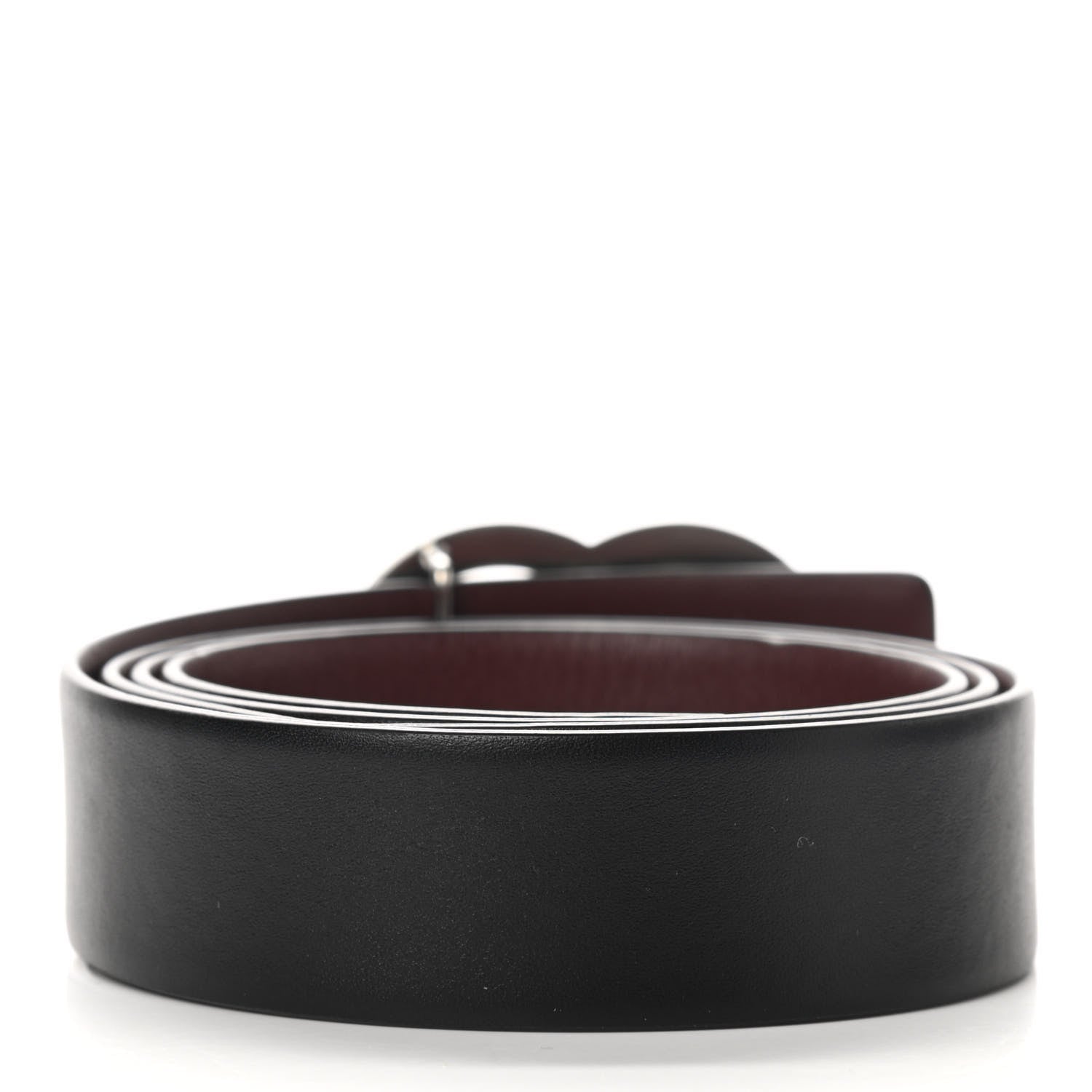 Chanel Calfskin CC Reversible Belt 95 Black Burgundy 2 of 6