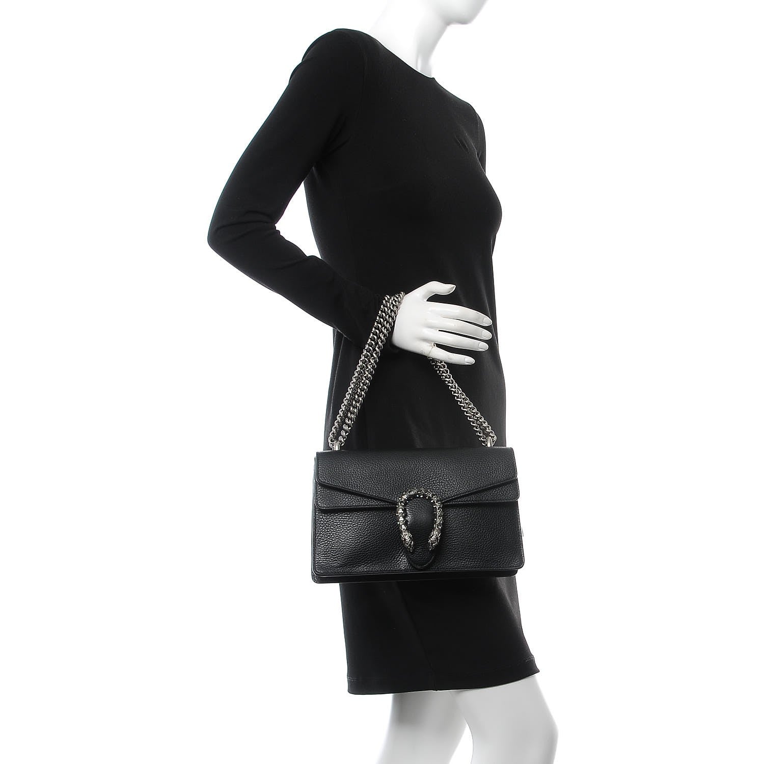 Gucci Pebbled Calfskin Small Dionysus Shoulder Bag Black 3 of 12