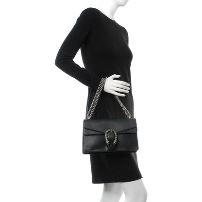 Gucci Pebbled Calfskin Small Dionysus Shoulder Bag Black 3 of 12