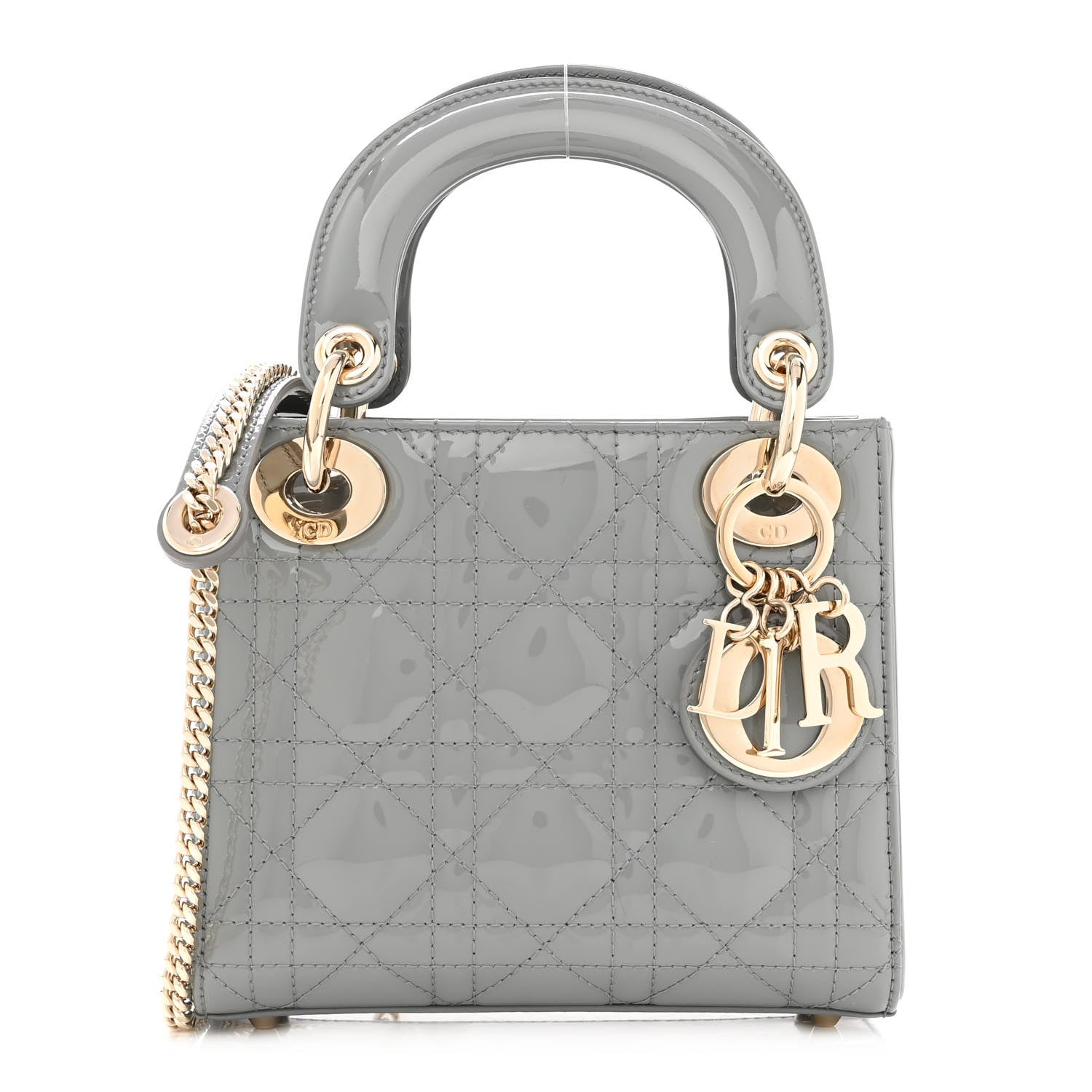 Christian Dior Patent Cannage Mini Lady Dior Grey Stone 1 of 10