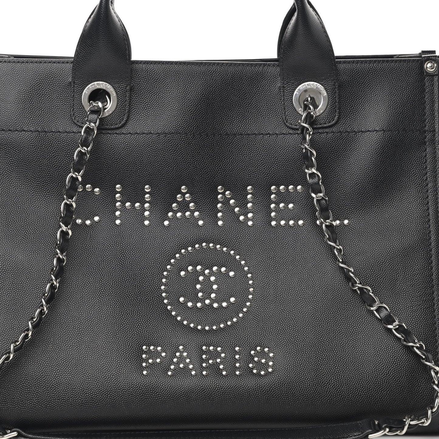 Caviar Small Studded Deauville Tote Black