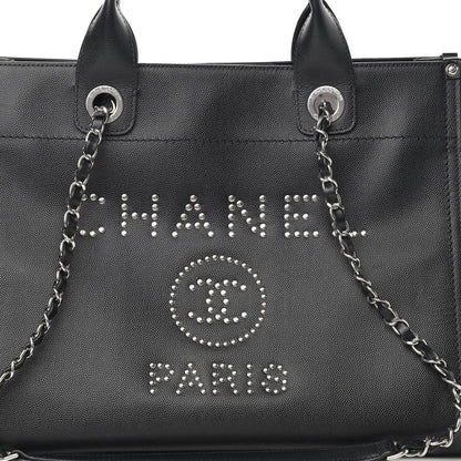 Chanel Caviar Small Studded Deauville Tote Black 7 of 11
