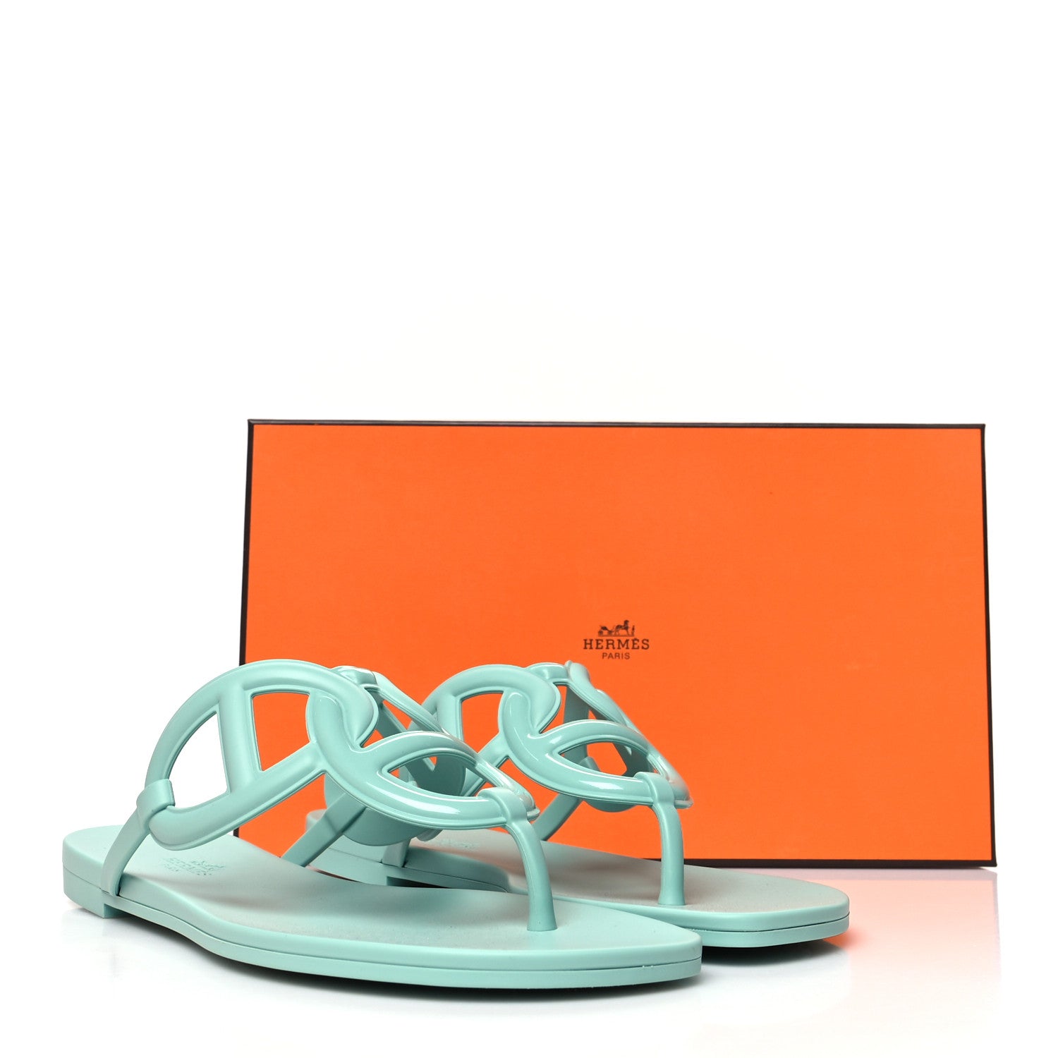 Hermes Rubber Womens Egerie Sandals 38 Vert Embrun 9 of 9