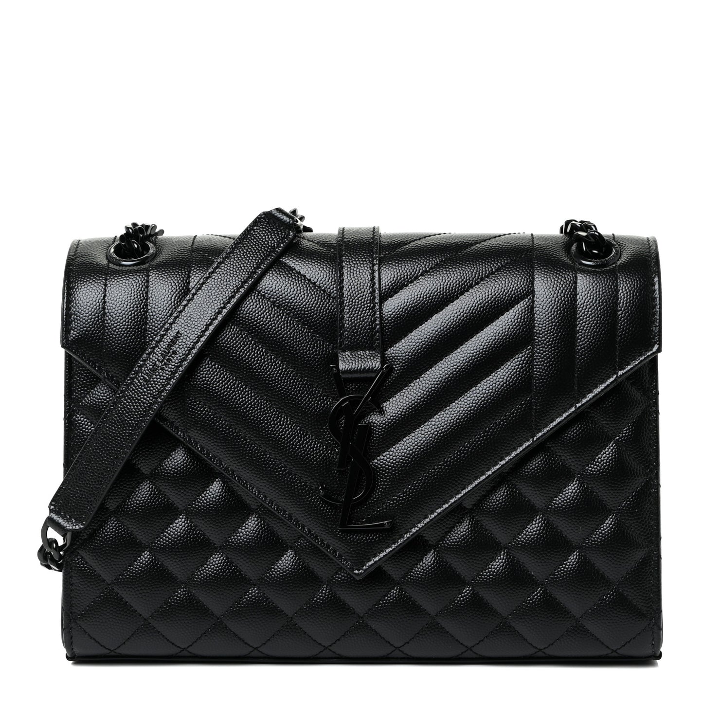 Grain De Poudre Textured Mixed Matelasse Triquilt Medium Monogram Satchel Black