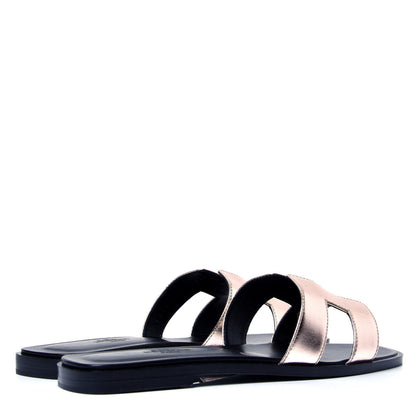 Hermes Metallic Nappa Oran Sandals 36.5 Or Vieilli 3 of 6