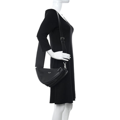 Prada Vitello Saffiano Cuir Double Triangle Shoulder Bag Black 2 of 10