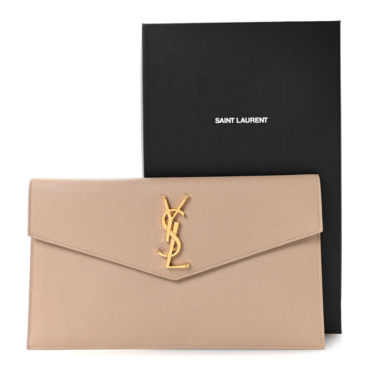 Saint Laurent Grain De Poudre Uptown Pouch Dark Beige 12 of 12