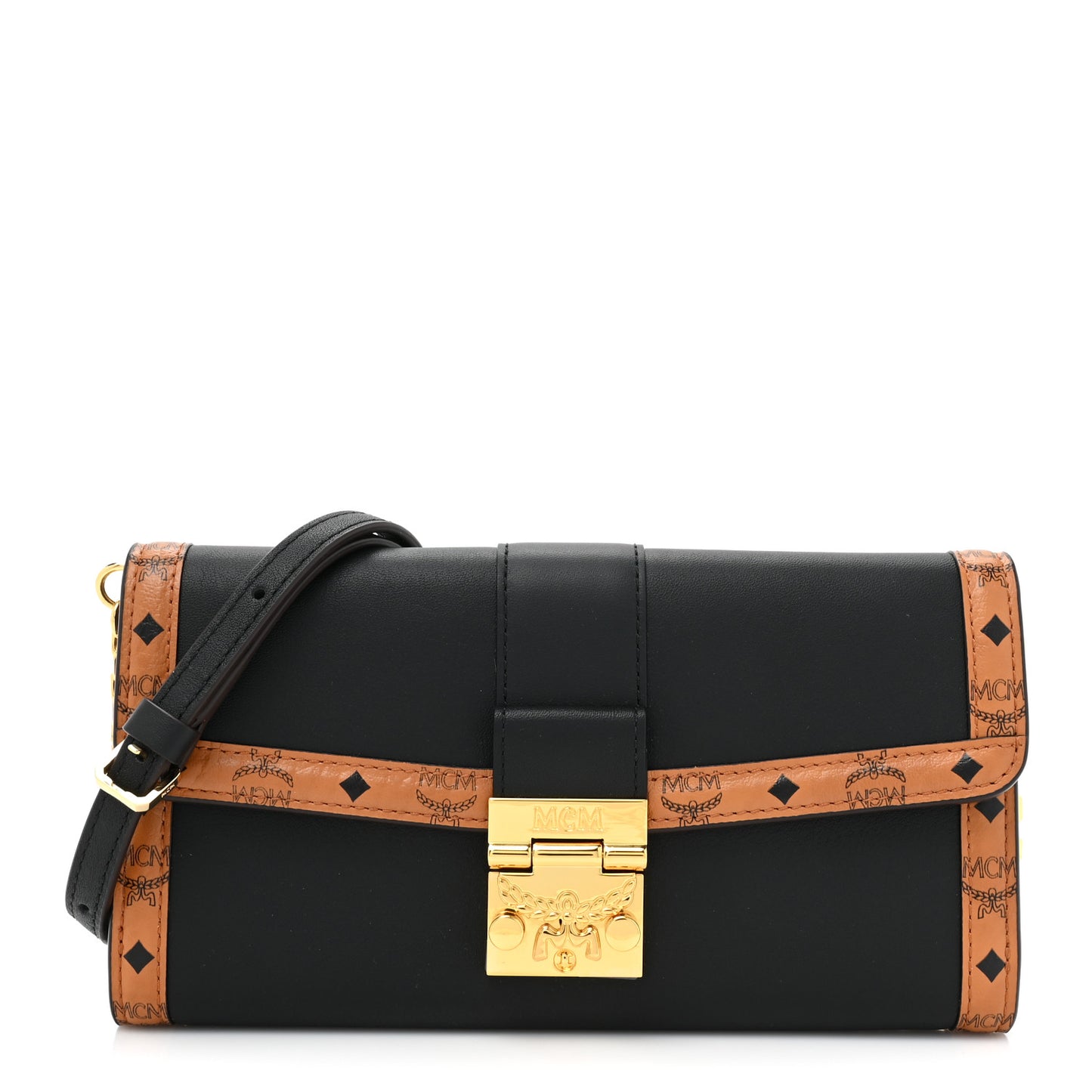 Visetos Large Tracy Chain Wallet Black Cognac