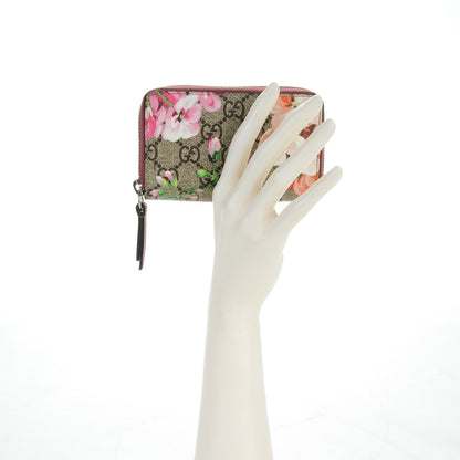 Gucci GG Supreme Monogram Blooms Zip Around Card Case Wallet Beige Multicolor Dry Rose 2 of 6