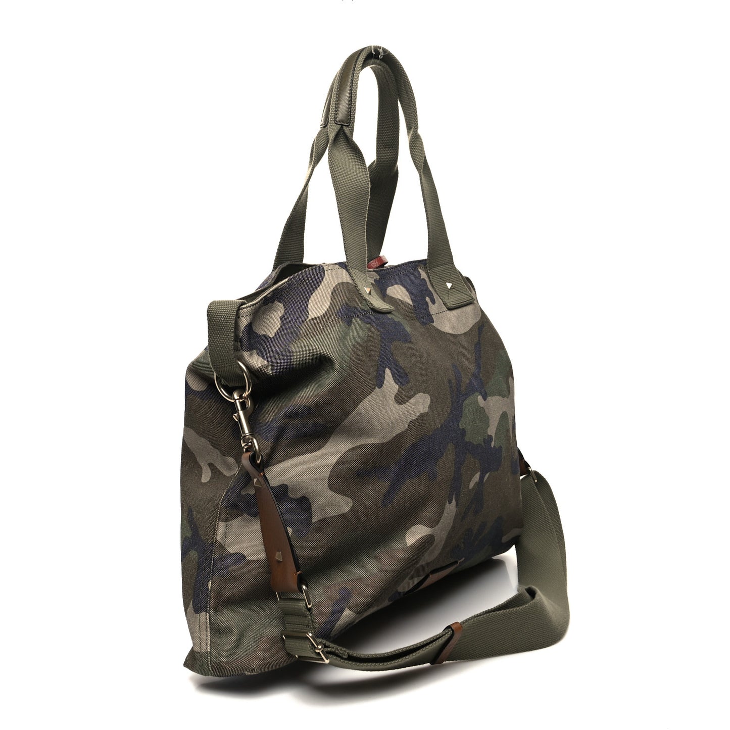 Canvas Calfskin Camouflage Tote Multicolor