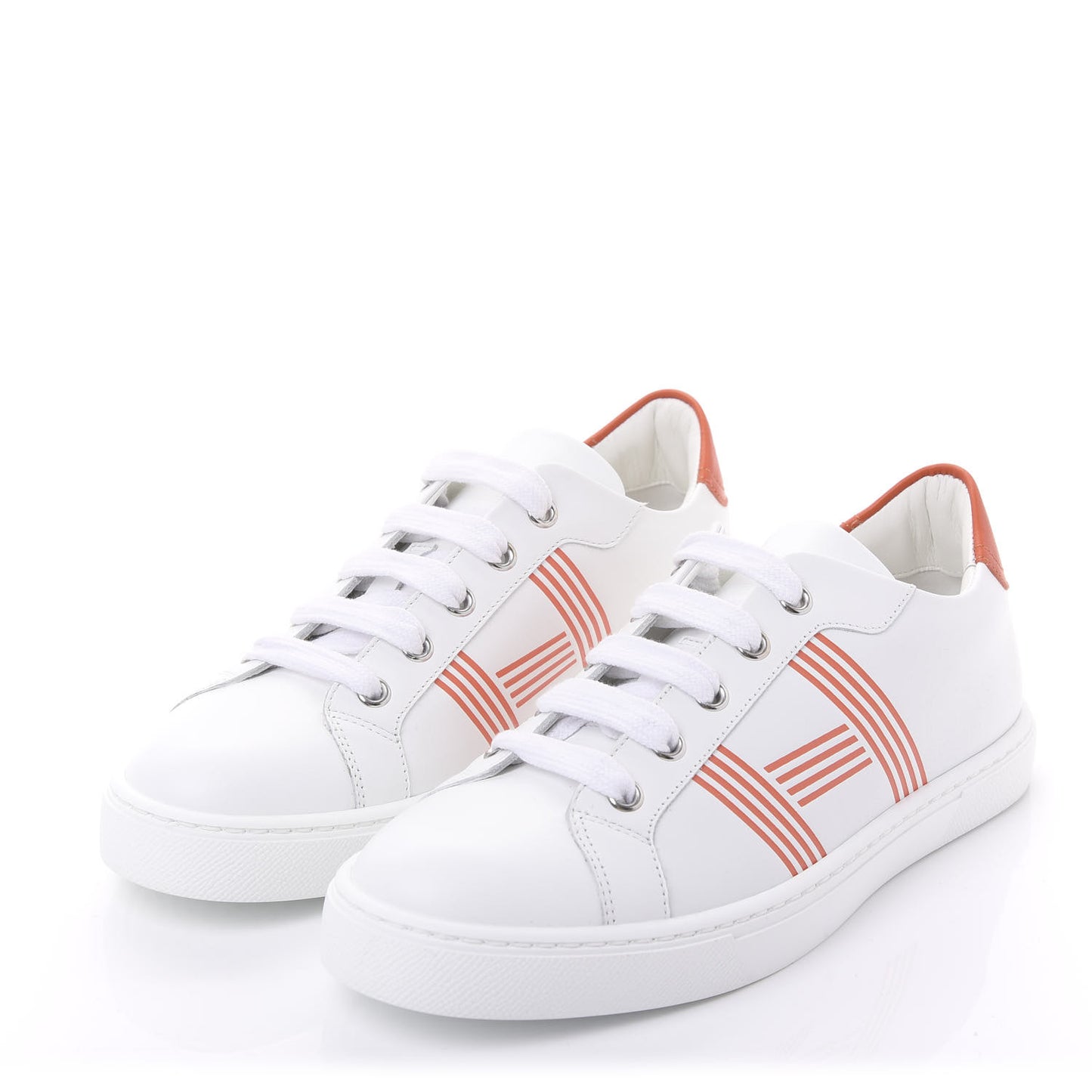 Calfskin Womens Advantage Sneakers 36 White Orange