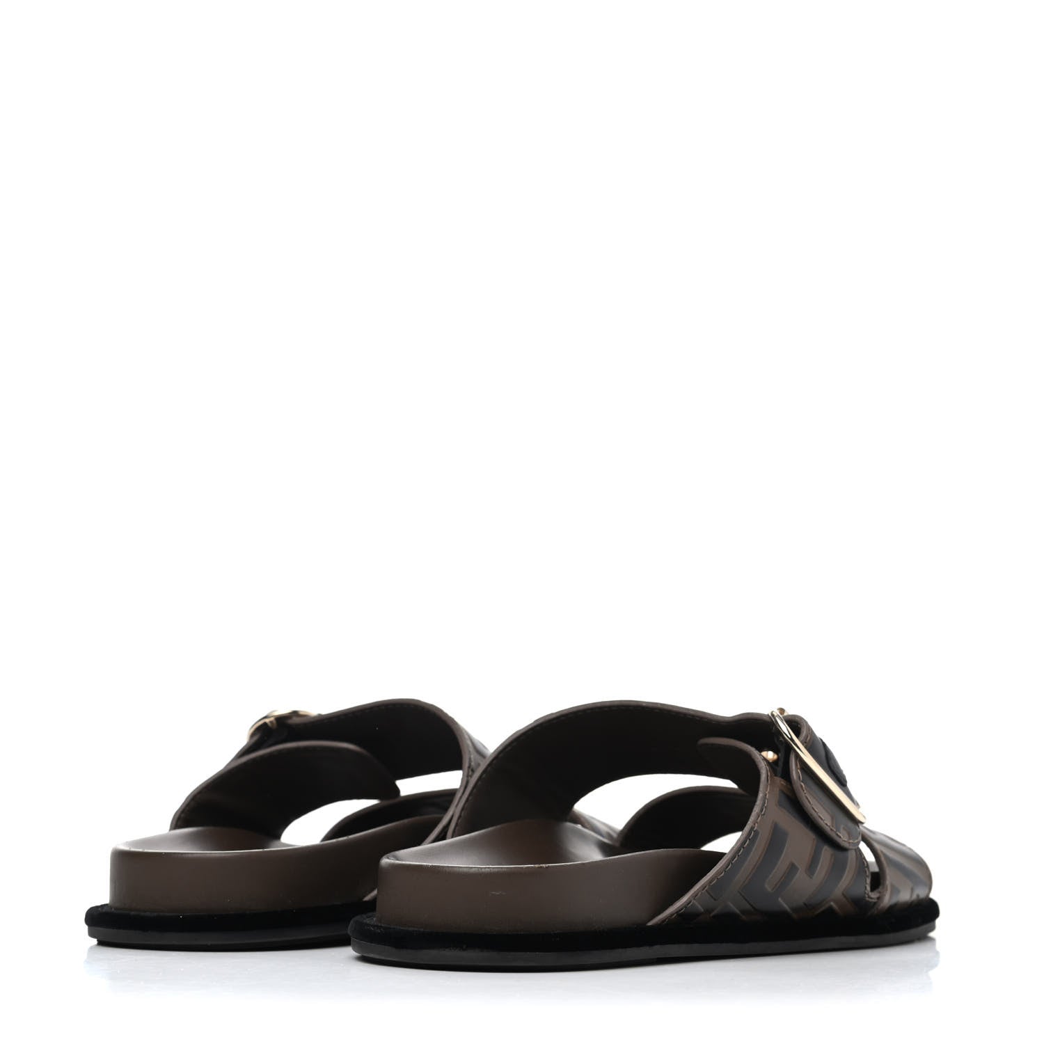 Fendi Calfskin FF Embossed Slide Sandals 36.5 Maya Black 3 of 4