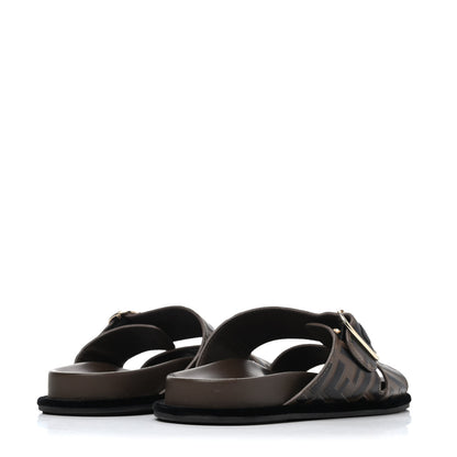 Fendi Calfskin FF Embossed Slide Sandals 36.5 Maya Black 3 of 4