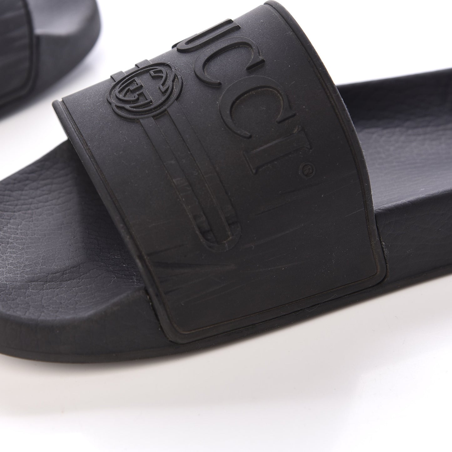 Rubber Logo Stamped Mens Slide Sandals 7 Black