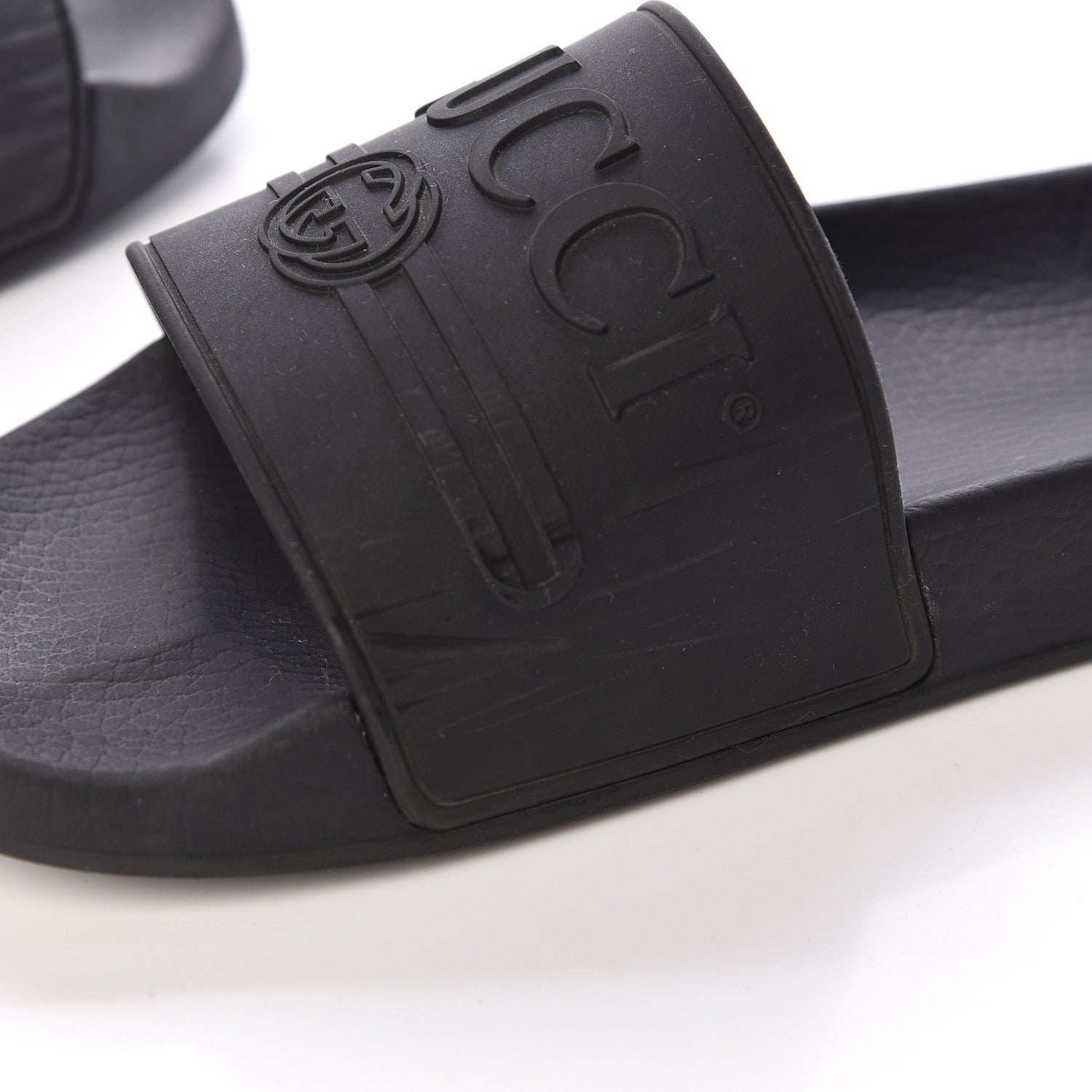 Gucci Rubber Logo Stamped Mens Slide Sandals 7 Black 8 of 9