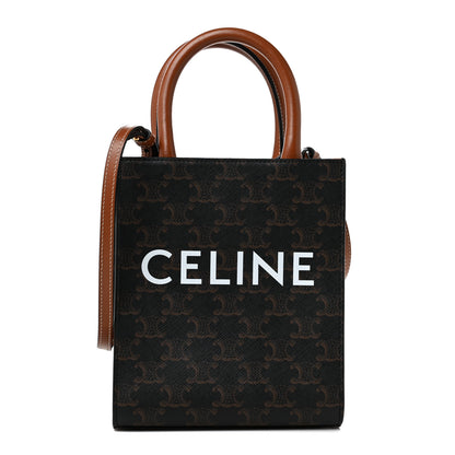 Celine Triomphe Canvas Calfskin Mini Vertical Cabas Tan 1 of 7
