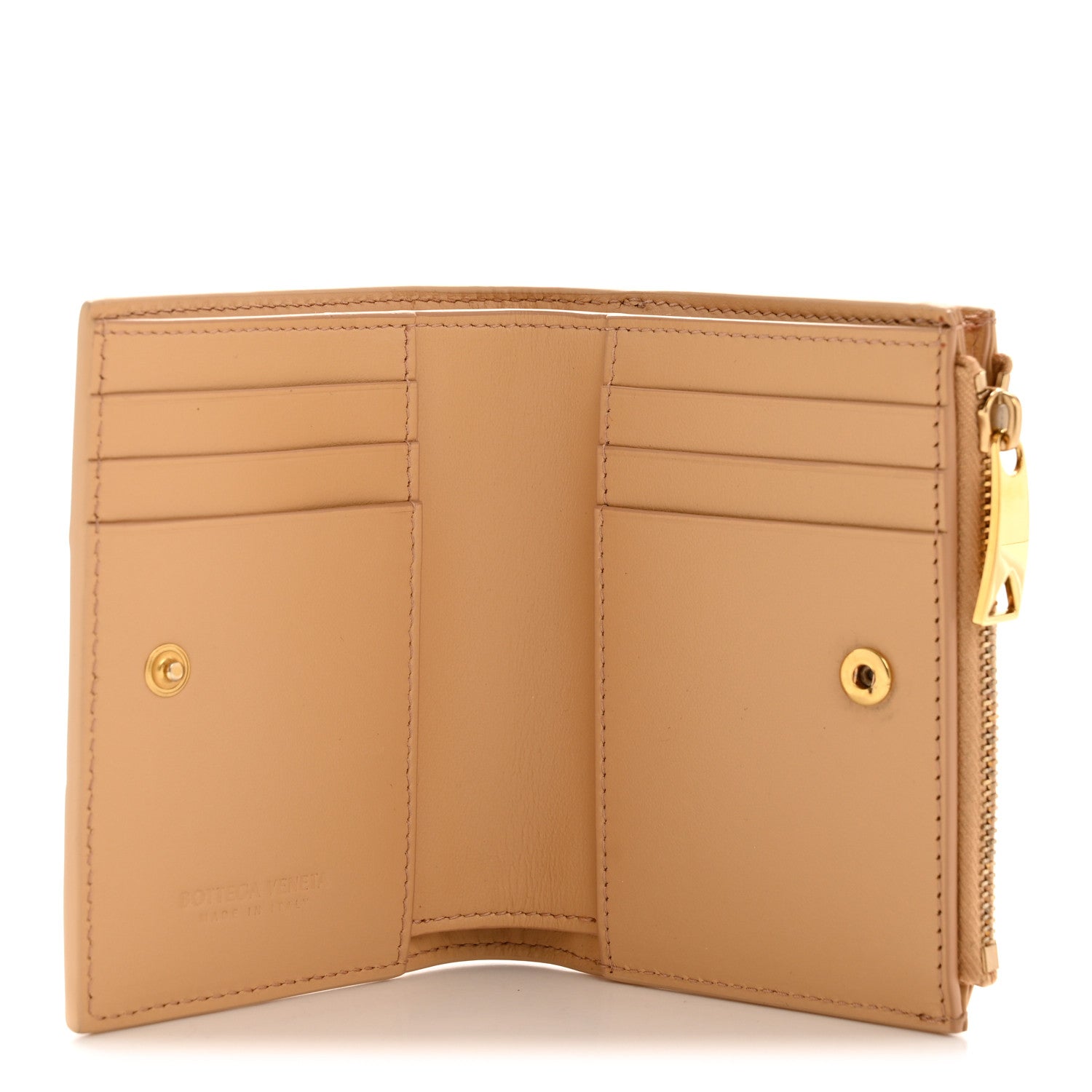 Bottega Veneta Nappa Maxi Intrecciato Small Bi-Fold Zip Wallet Porridge 5 of 9