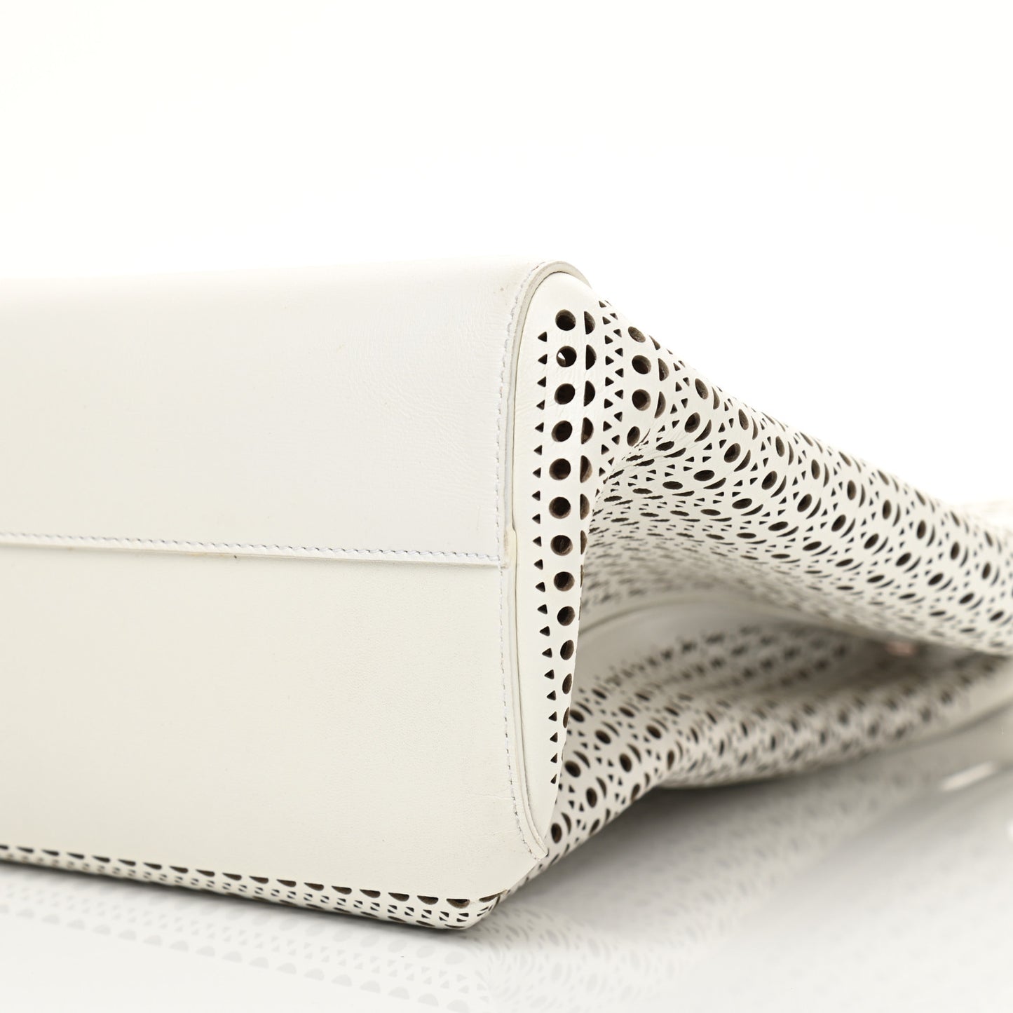 Calfskin Laser Cut Mina Vienne Tote White