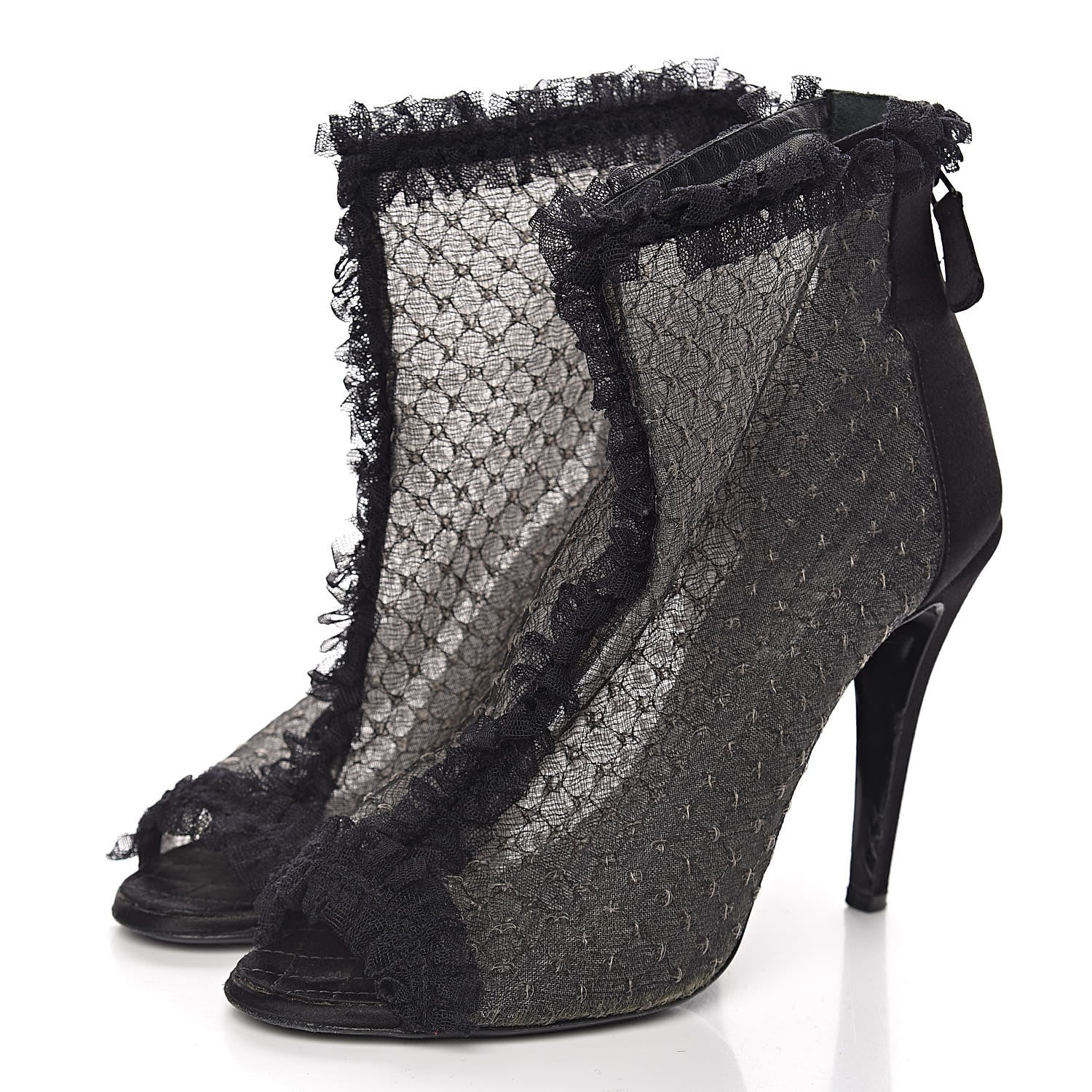 Chanel Lace Mesh Booties 39 Black 3 of 10