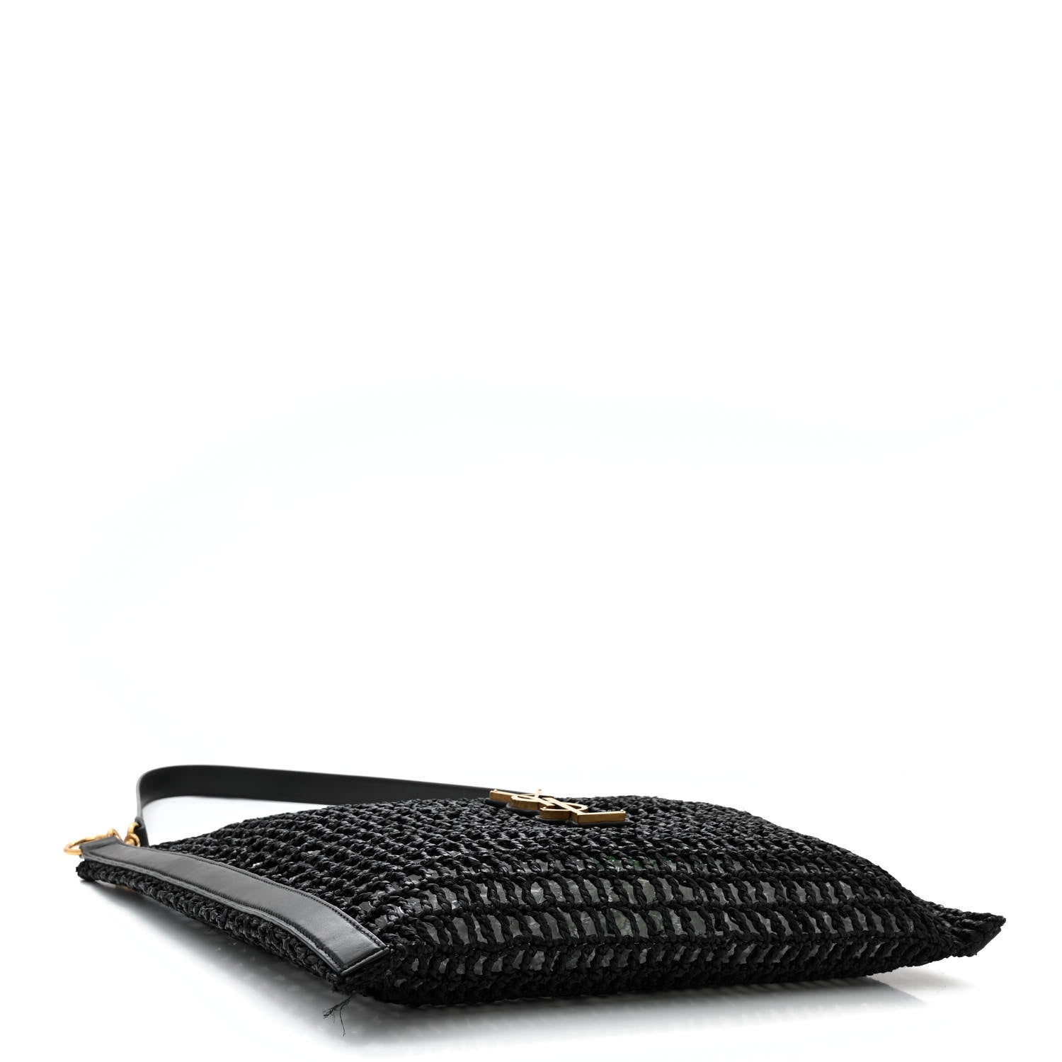 Saint Laurent Raffia Calfskin Oxalis Shoulder Bag Black 4 of 11