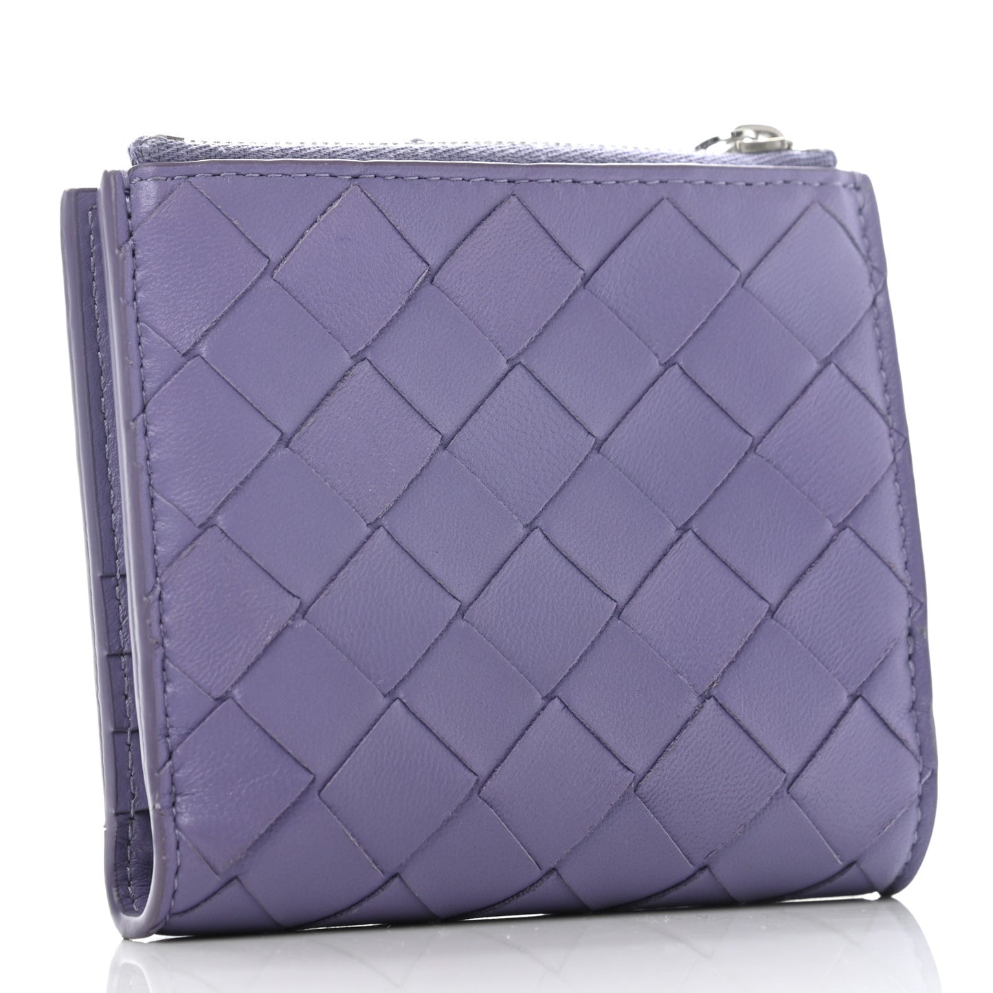 Nappa Intrecciato Bifold Zipped Wallet Lavender