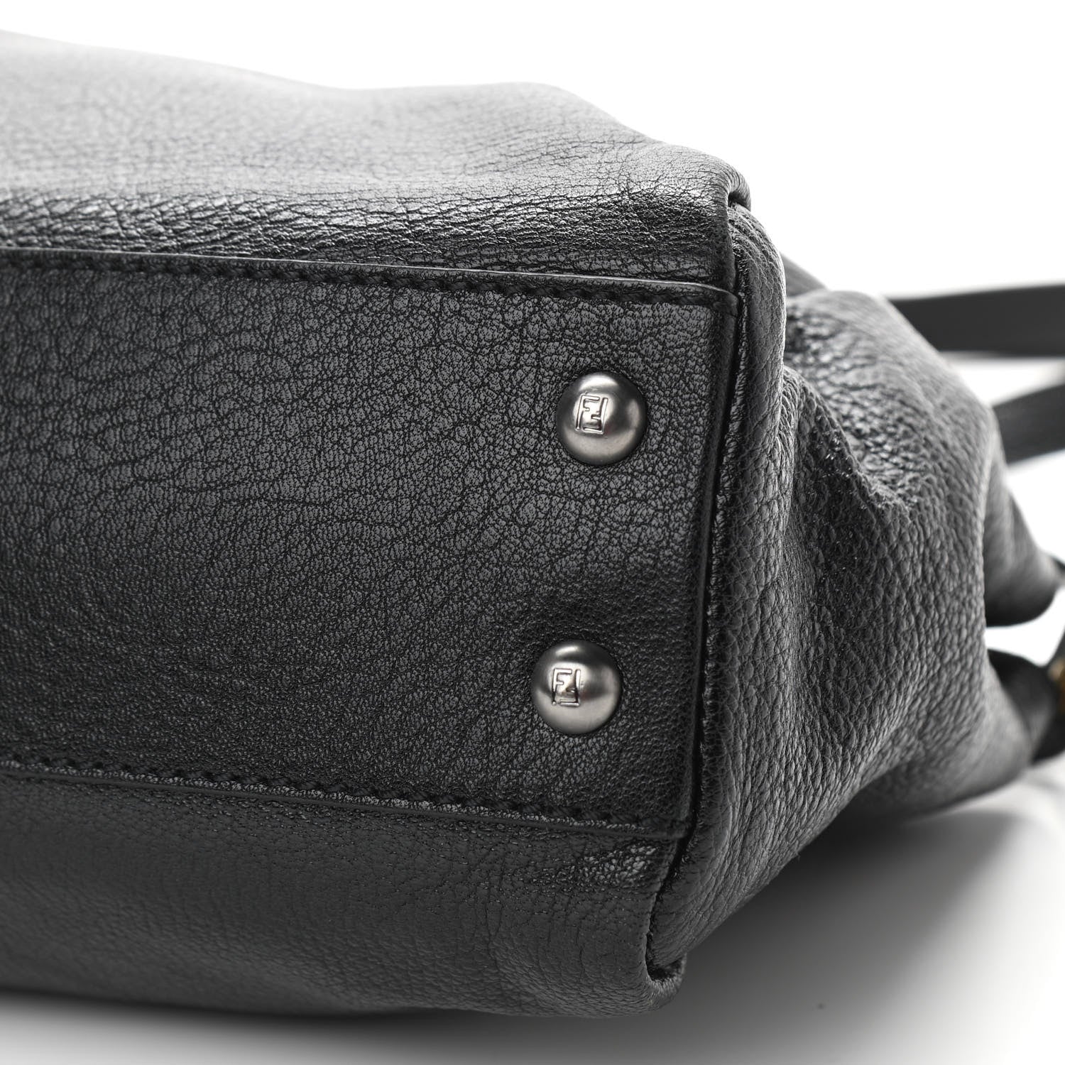Fendi Goatskin Zucca Medium Peekaboo Iconic Satchel Black Tobacco 6 of 10