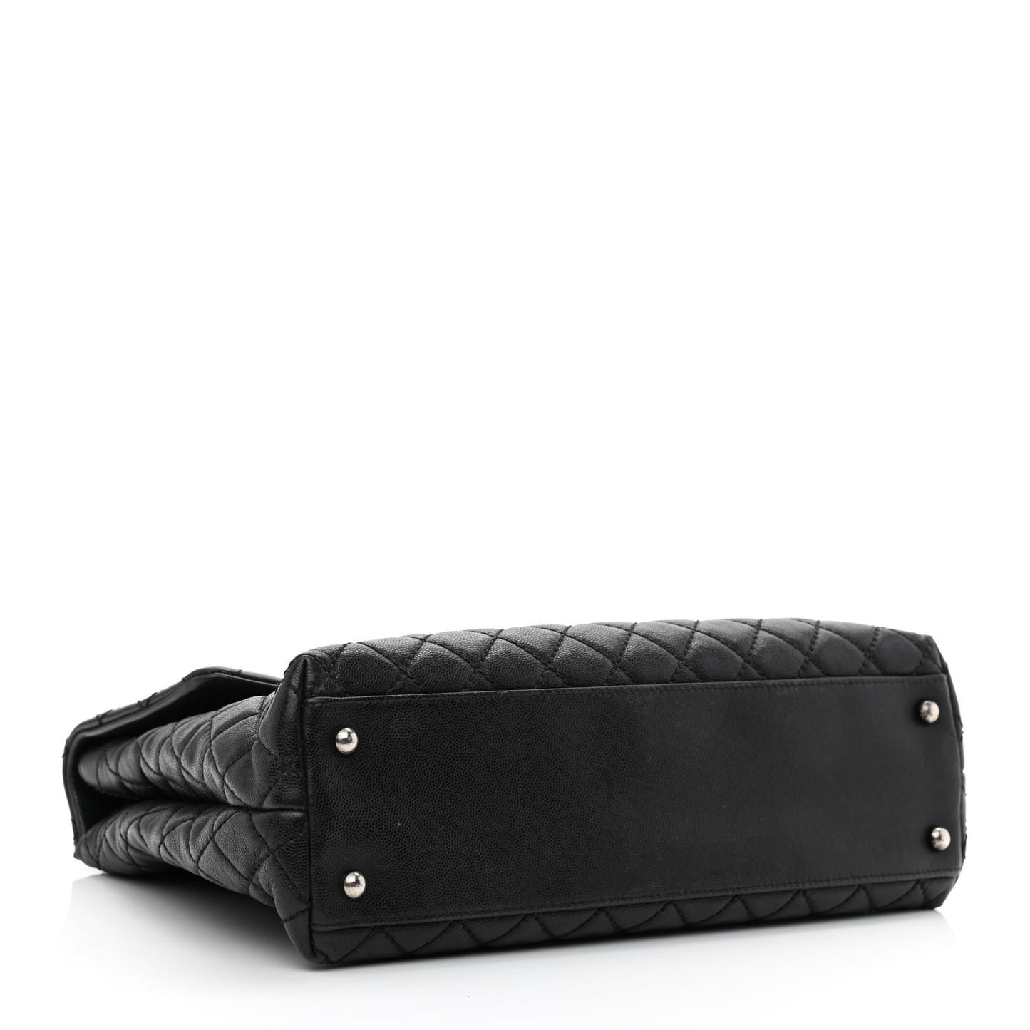 Caviar Lizard Quilted Large Coco Handle Flap Black