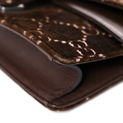 Gucci Velvet Moon Calfskin Crystal GG Monogram Small Dionysus Shoulder Bag Brown Vintage Cocoa Black Diamond 9 of 22