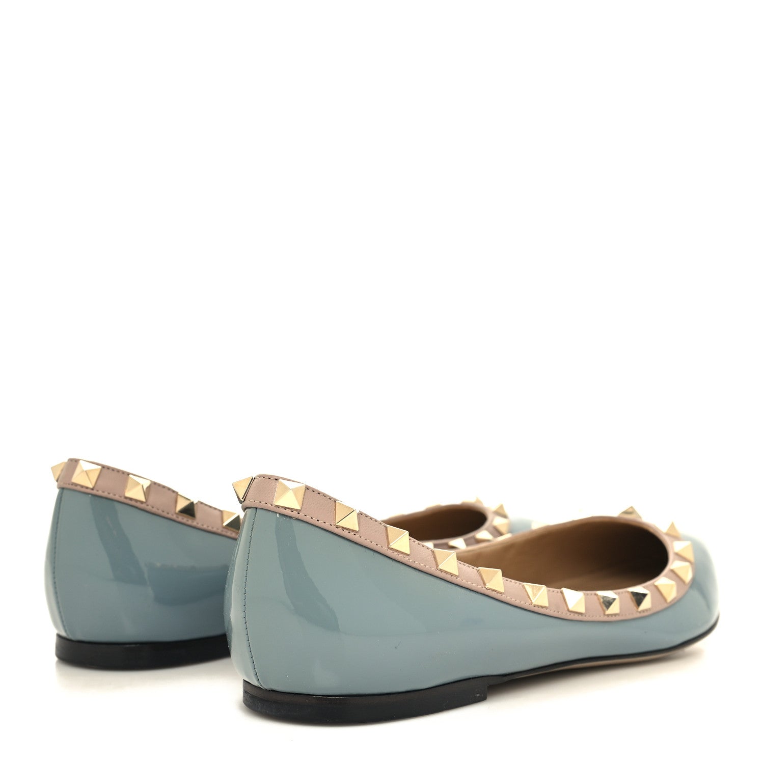 Valentino Garavani Patent Calfskin Rockstud Ballerina Flats 39 Grey Poudre 4 of 8