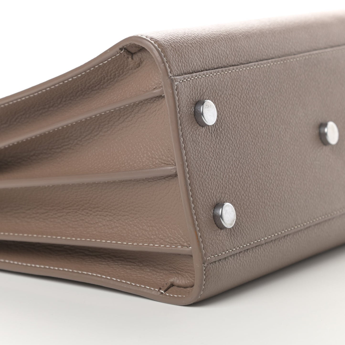 Grained Calfskin Topstich Baby Sac De Jour Taupe