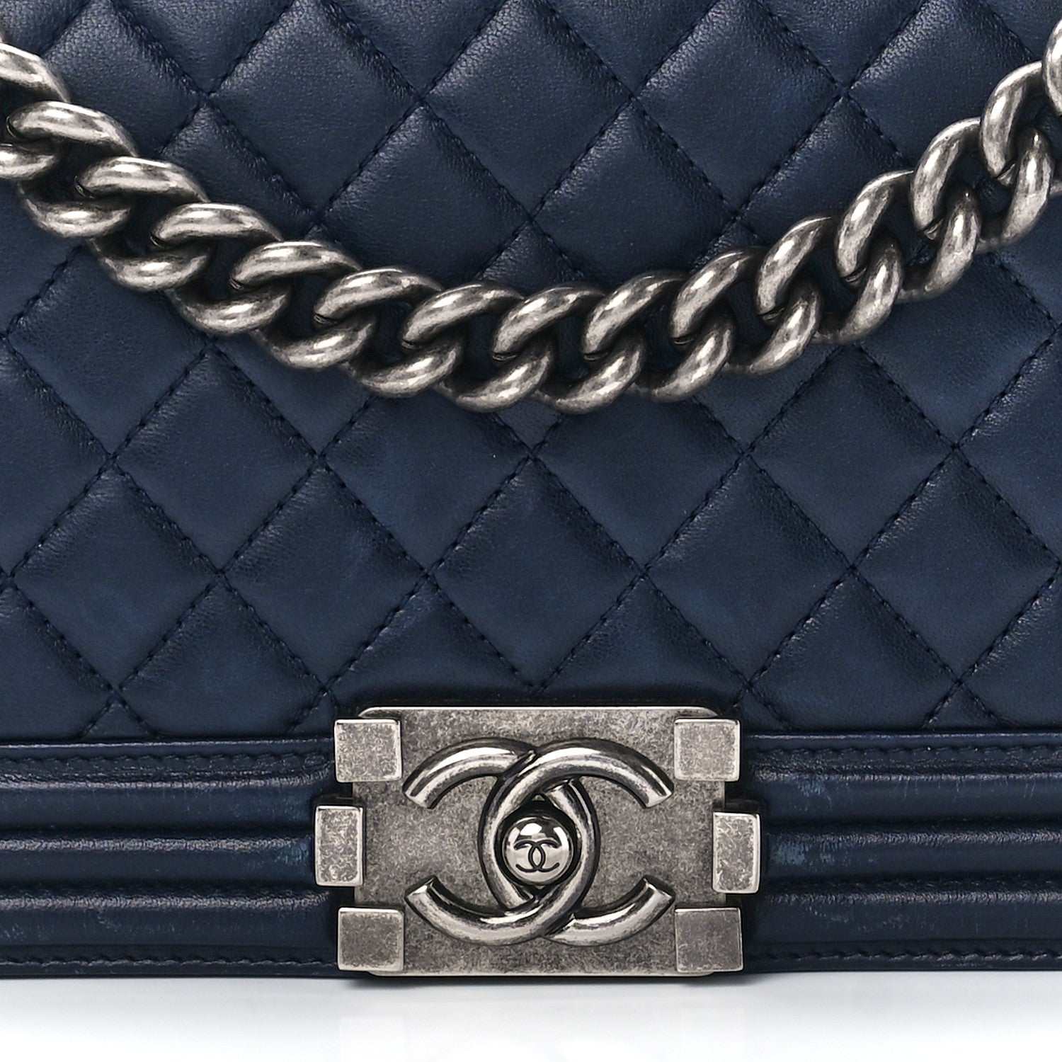 Chanel Lambskin Quilted Medium Boy Flap Dark Navy 8 of 11