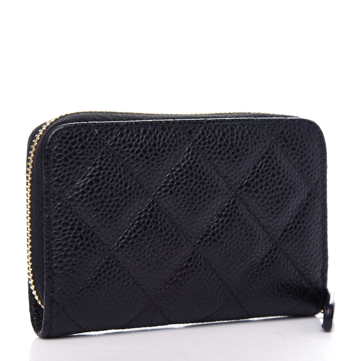 Caviar Quilted Zip Coin Purse Black