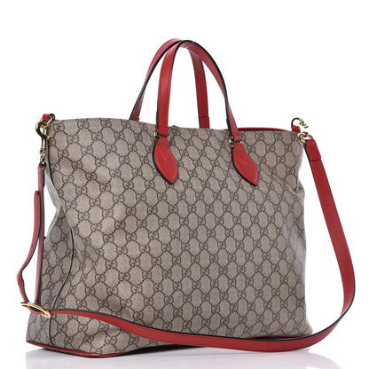 Gucci Soft GG Supreme Monogram Kingsnake Heart Embroidered Medium Crossbody Tote Beige Hibiscus Red 3 of 10