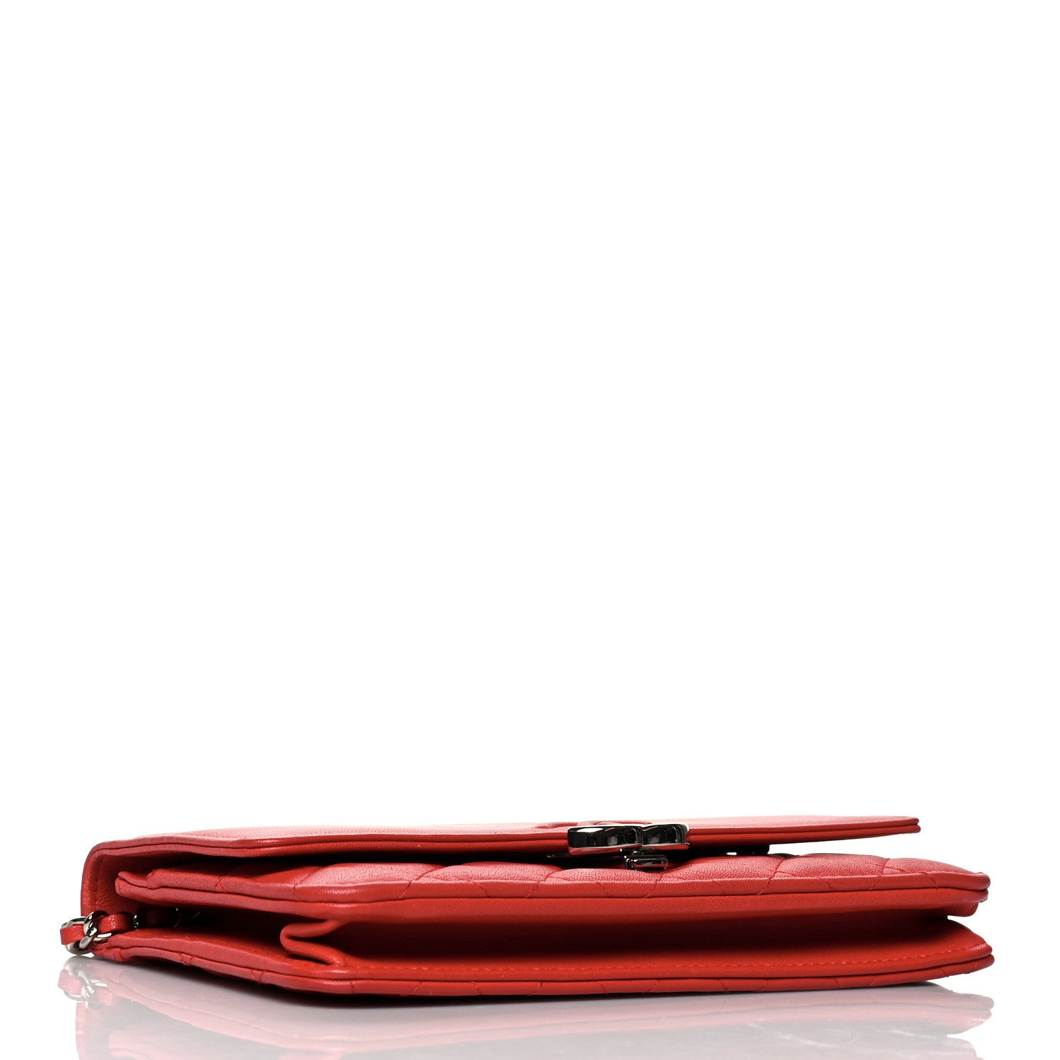 Chanel Grained Calfskin Quilted CC Box Wallet On Chain WOC Red 4 of 11