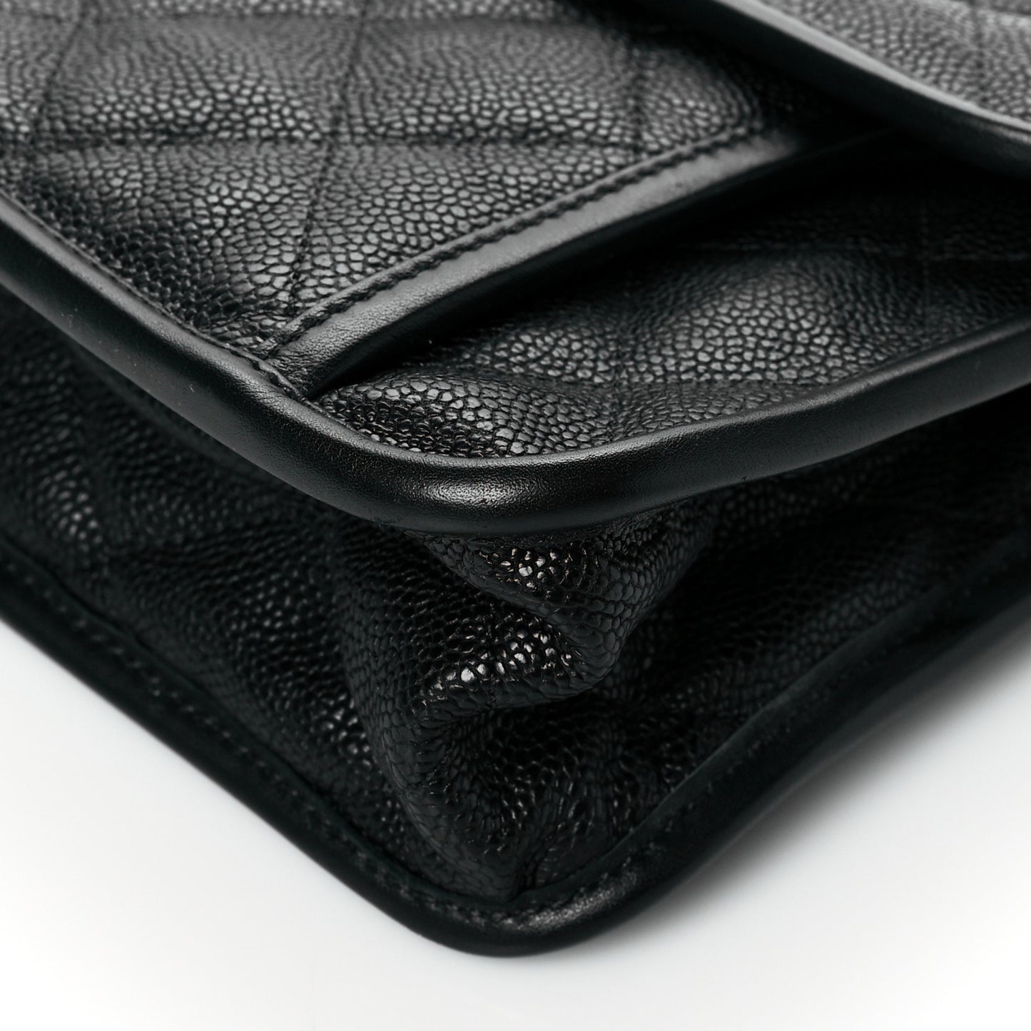 Caviar Quilted Large French Riviera Flap Black