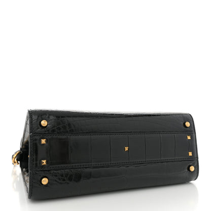 Valentino Garavani Crocodile Small VSling Top Handle Bag Black 4 of 11