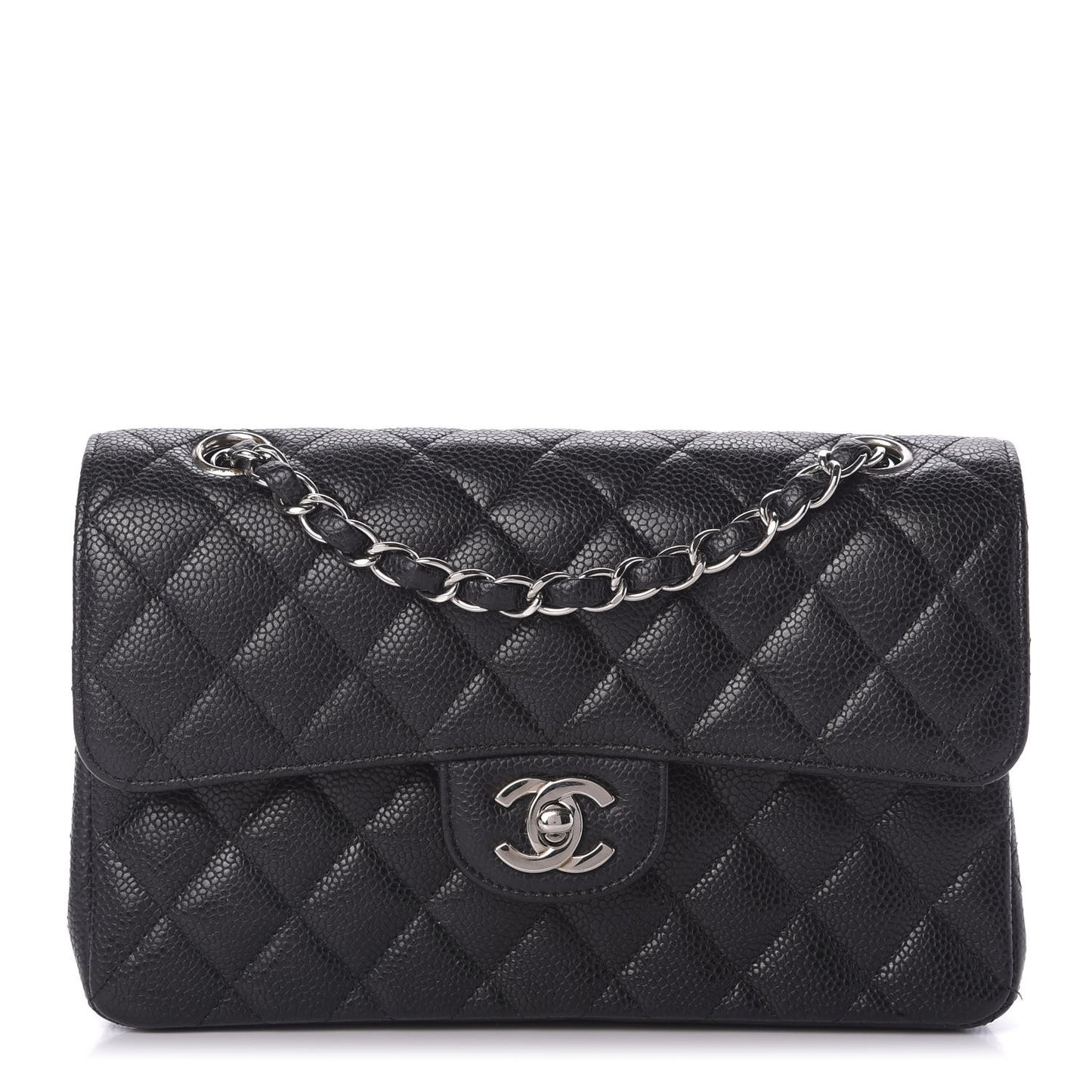 Caviar Quilted Small Double Flap Black